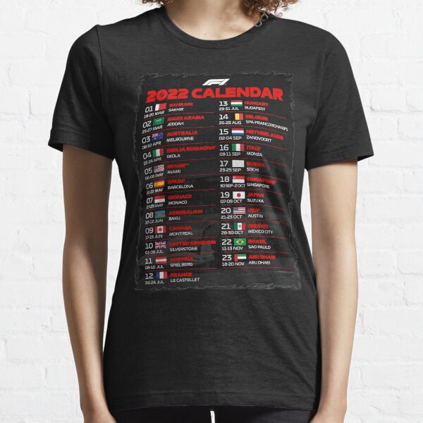 2022 F1 Calendar Essential T-Shirt