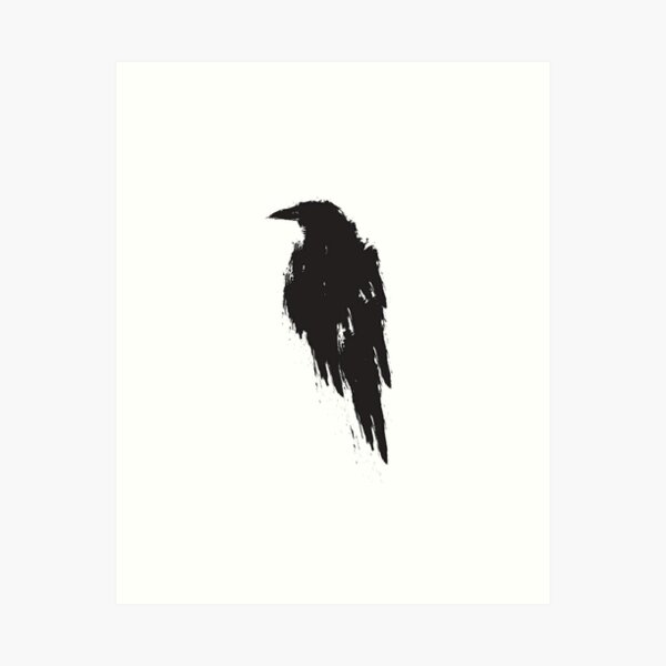 Slender Billed Black Crow Gothic Bird Picture Witchcraft Art Framed Print 