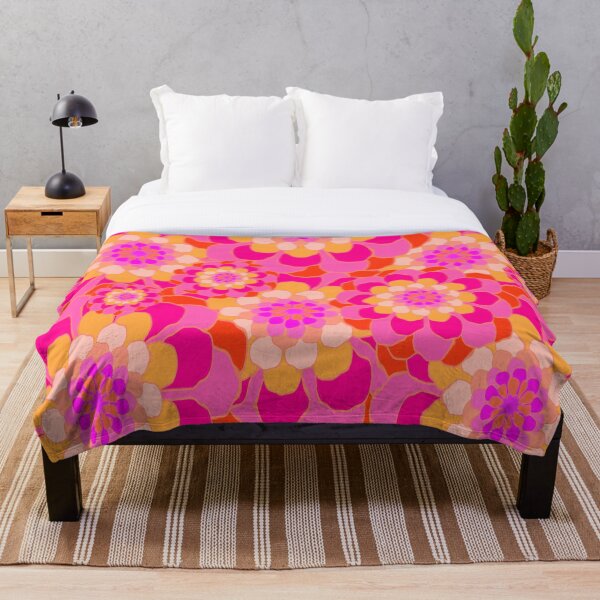 Item preview, Pink, orange psychedelic flowers designed and sold by designprojets.