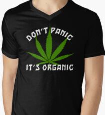 Funny Cannabis Don't Panic It's Organic Men's V-Neck T-Shirt