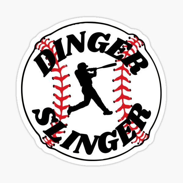 "Baseball TShirt "Dinger Slinger"" Sticker by Bcrenshaw Redbubble