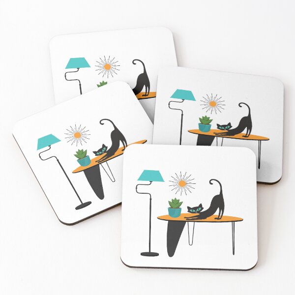 Item preview, Mid Century Cat Pouncing on a Vintage Table designed and sold by LisWilliams.