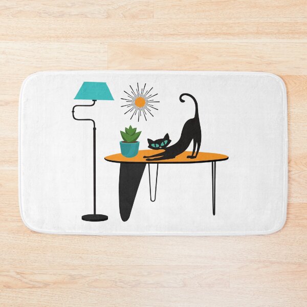 Item preview, Mid Century Cat Pouncing on a Vintage Table designed and sold by LisWilliams.