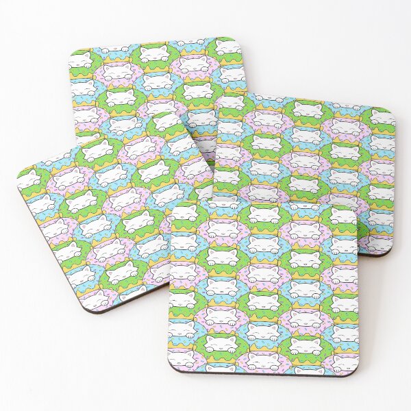 Item preview, Cute happy white cats eating yummy looking donuts designed and sold by Purr95.