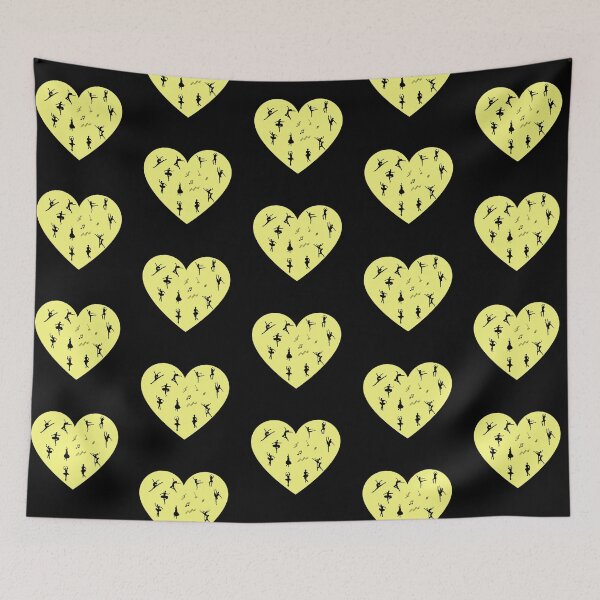 Item preview, Valentine gift for ballet dancer - ballerina figures in black on yellow heart designed and sold by simonayoshida.