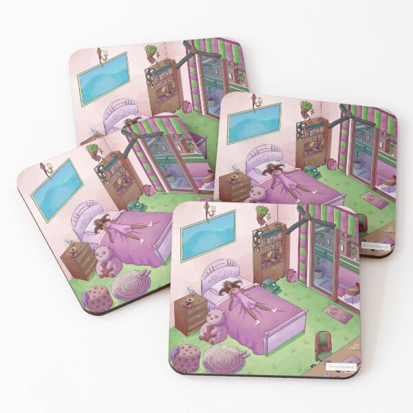 Item preview, Girl resting in pink room designed and sold by croscreates.