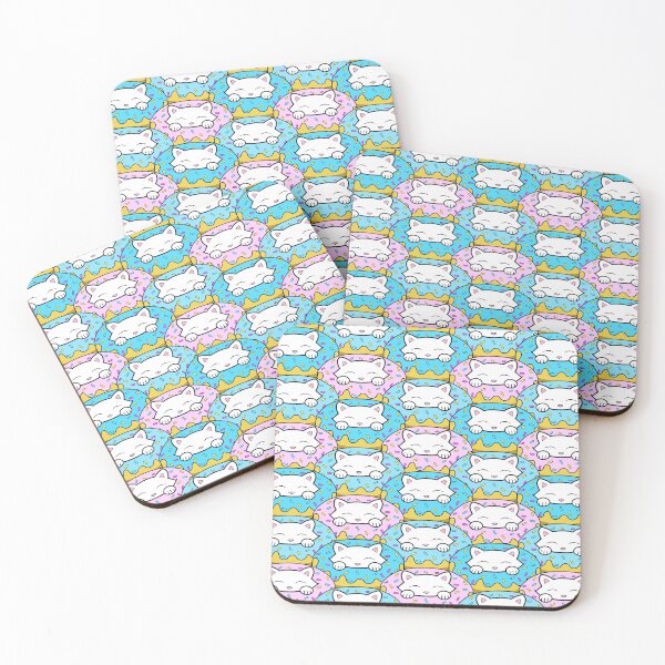 Item preview, Cute happy white cats eating yummy looking donuts designed and sold by Purr95.