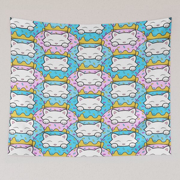 Item preview, Cute happy white cats eating yummy looking donuts designed and sold by Purr95.
