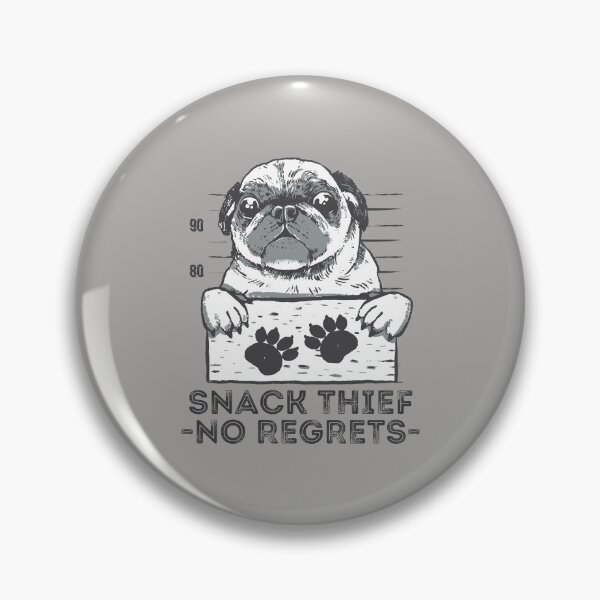 Item preview, Snack thief no regrets, funny puglife mugshot design perfect for pug lovers designed and sold by Auntieck.