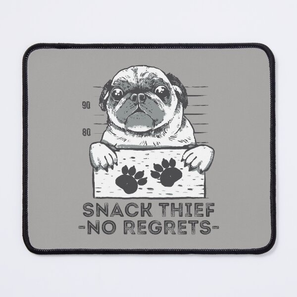 Item preview, Snack thief no regrets, funny puglife mugshot design perfect for pug lovers designed and sold by Auntieck.