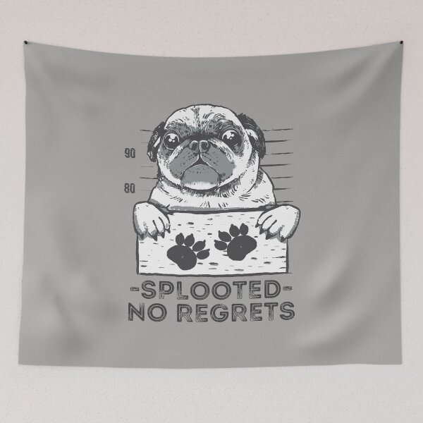 Item preview, Splooted no regrets, funny puglife mugshot design perfect for pug lovers designed and sold by Auntieck.