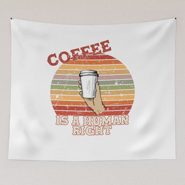 Item preview, Coffee Is A Human Right - Beautiful Retro Sunset Vintage Style Caligraphy Red designed and sold by andrei49387.