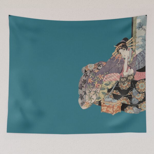 Item preview, Japanese Geisha siting on the flour with beautifull flowers pattern dress designed and sold by Byfab.