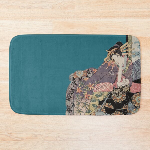Item preview, Japanese Geisha siting on the flour with beautifull flowers pattern dress designed and sold by Byfab.
