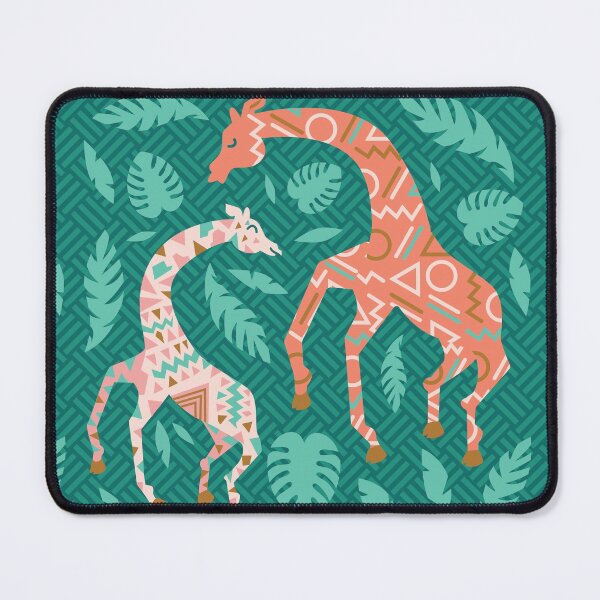 Item preview, Dancing Giraffes in Pink + Teal Green designed and sold by latheandquill.
