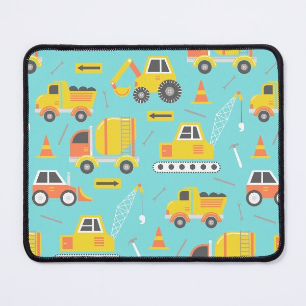 Item preview, Construction Trucks on Aqua designed and sold by latheandquill.