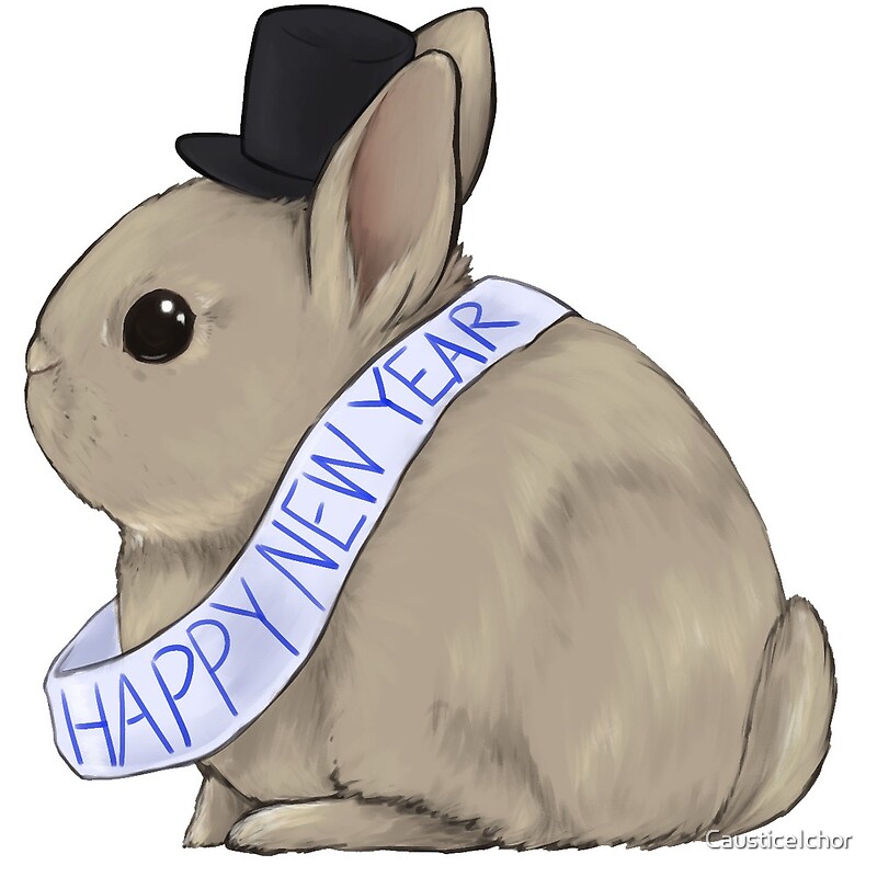 "New Years Bunny Rabbit" by CausticeIchor Redbubble