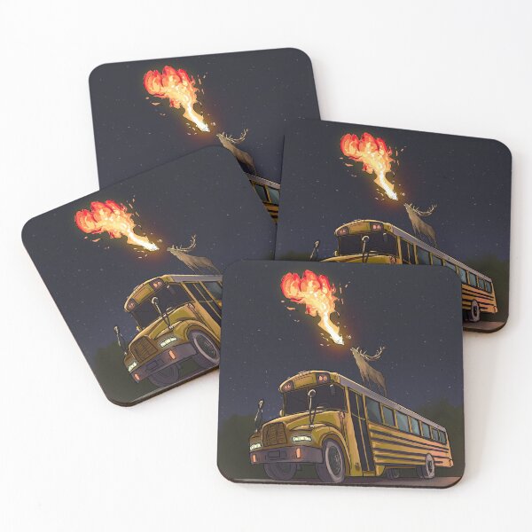 Item preview, Deer breathing fire on a school bus designed and sold by Jesse Martin.