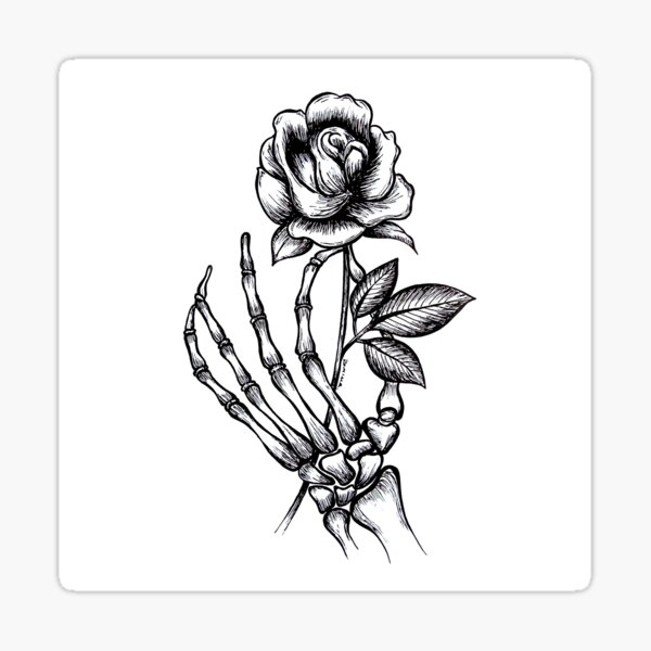 Black and white rose drawing Sticker