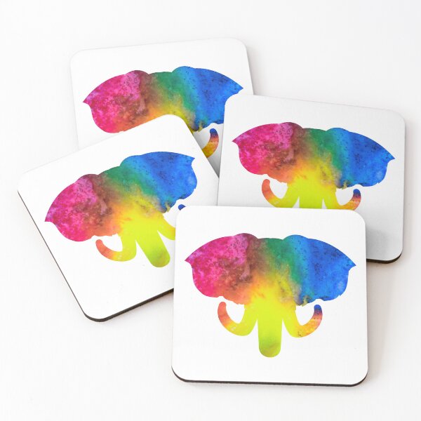 Item preview, Colourful Rainbow Elephant Head Silhouette | Multicolored Rainbow Elephant Silhouette Ornate White designed and sold by Rainbows Rock.