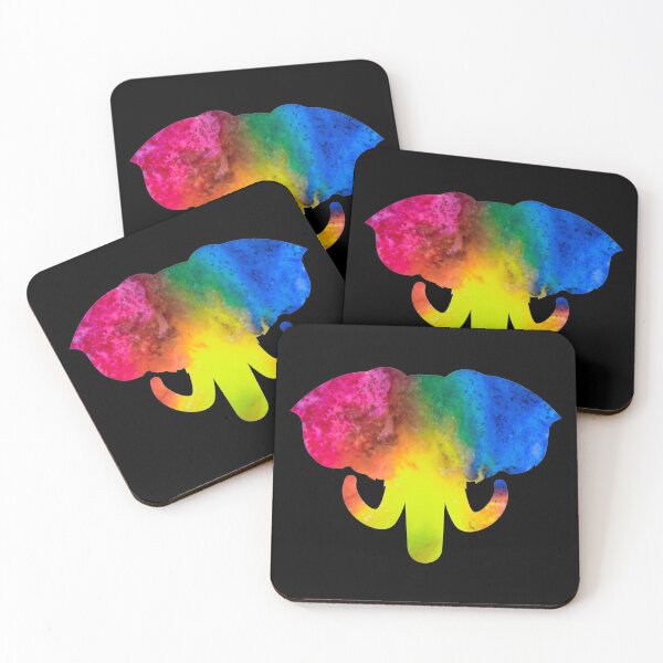 Item preview, Colourful Rainbow Elephant Head Silhouette | Multicolored Rainbow Elephant Silhouette Ornate Black designed and sold by Rainbows Rock.