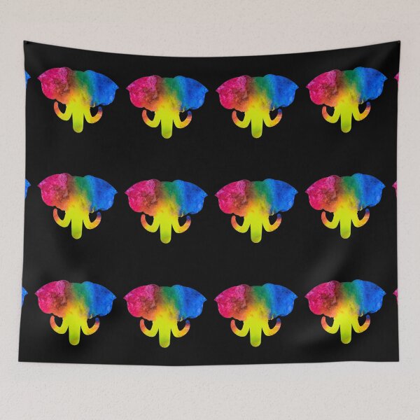 Item preview, Colourful Rainbow Elephant Head Silhouette | Multicolored Rainbow Elephant Silhouette Ornate Black designed and sold by Rainbows Rock.