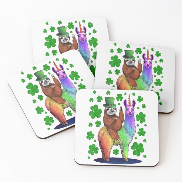 Item preview, Leprechaun Sloth Riding Llama Unicorn St. Patrick's Day designed and sold by CeciliaGallaway.