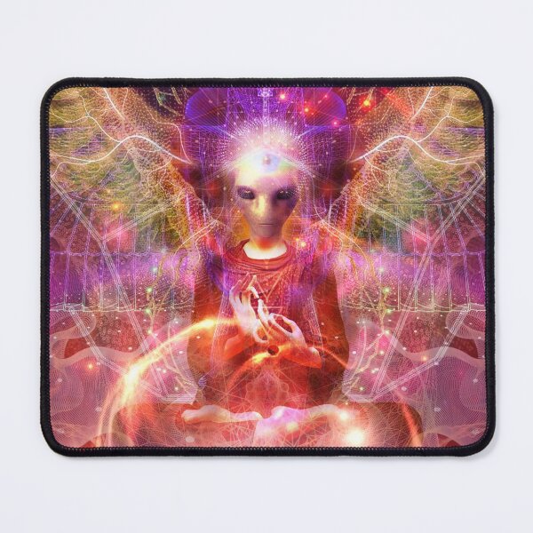 Item preview, Zen Alien Meditating Trippy Glitch designed and sold by Mystikos Art.