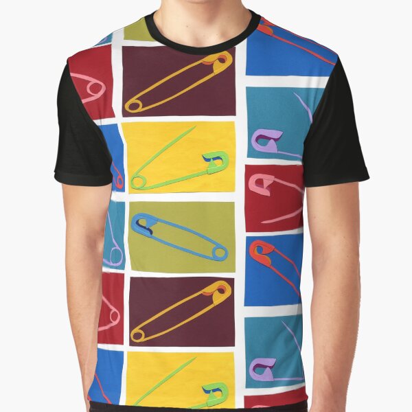 6 multi-colored safety pin Graphic T-Shirt