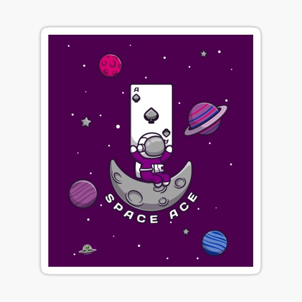 Space Ace Asexual Astronaut Holding Playing Card Sticker