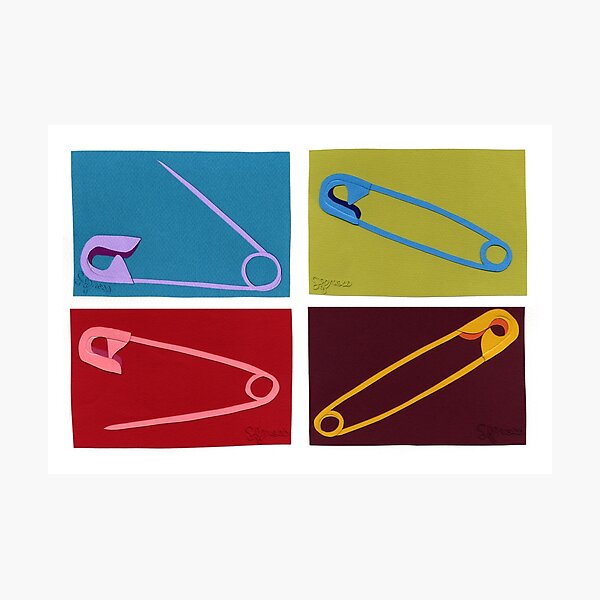 4 safety pins Photographic Print