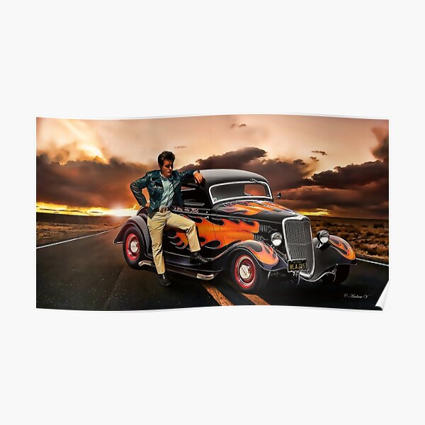 BLACK RED FORD HOT ROD CAR POSTER CLASSIC USA HUGE LARGE WALL ART 