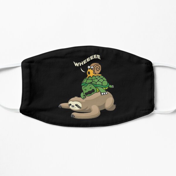 sloth turtle snail sloth wheee funny Flat Mask