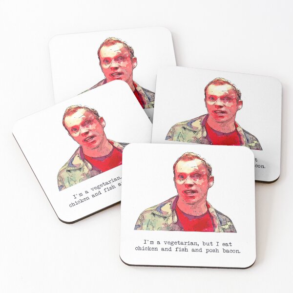 Item preview, I'm a vegetarian, but I eat chicken and fish and posh bacon - Peep Show quote designed and sold by Bobby Shaftoe.