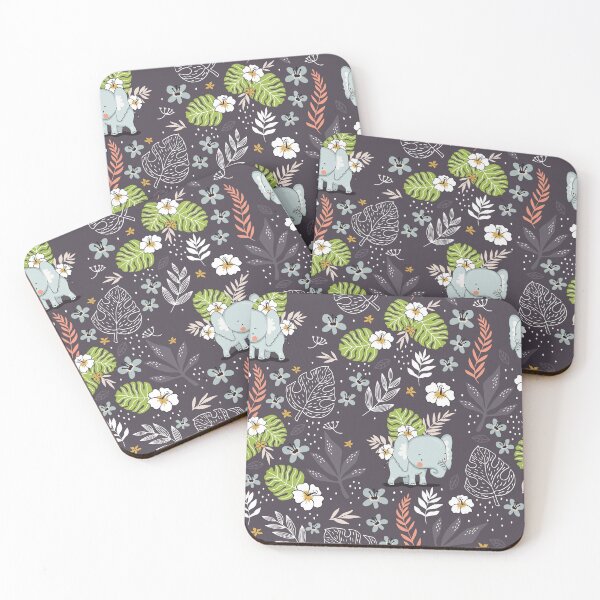 Item preview, Cute baby elephant on floral designed and sold by MignonBeauty.