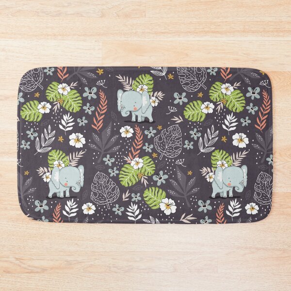 Item preview, Cute baby elephant on floral designed and sold by MignonBeauty.