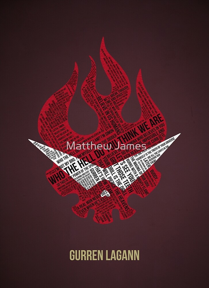 "Gurren Lagann typography" by Matthew James Redbubble