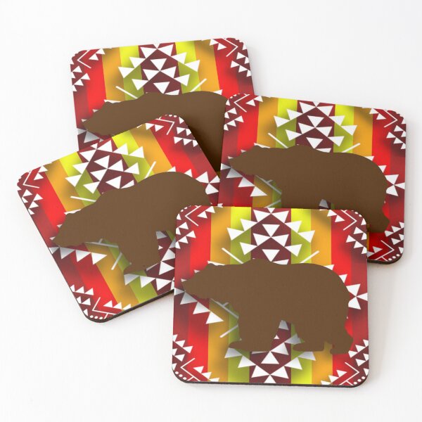 Item preview, Red / White Native Brown Bear Print designed and sold by JMWCD.