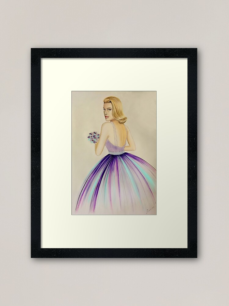 Thumbnail 2 of 7, Framed Art Print, GRACE Watercolour Pencil Drawing designed and sold by InmaVassar.