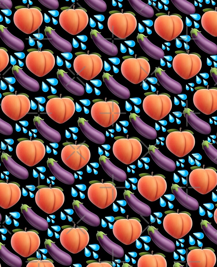 Peaches and Eggplants on Pink Fabric