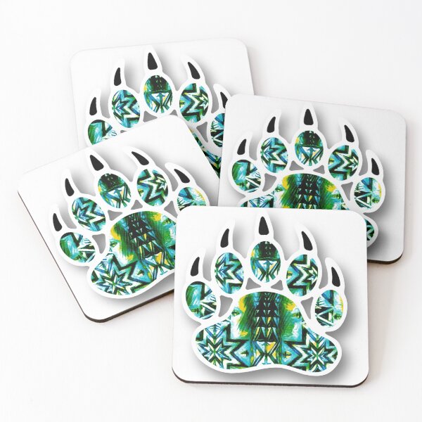 Item preview, White / Turquoise Native Bear Paw Print designed and sold by JMWCD.
