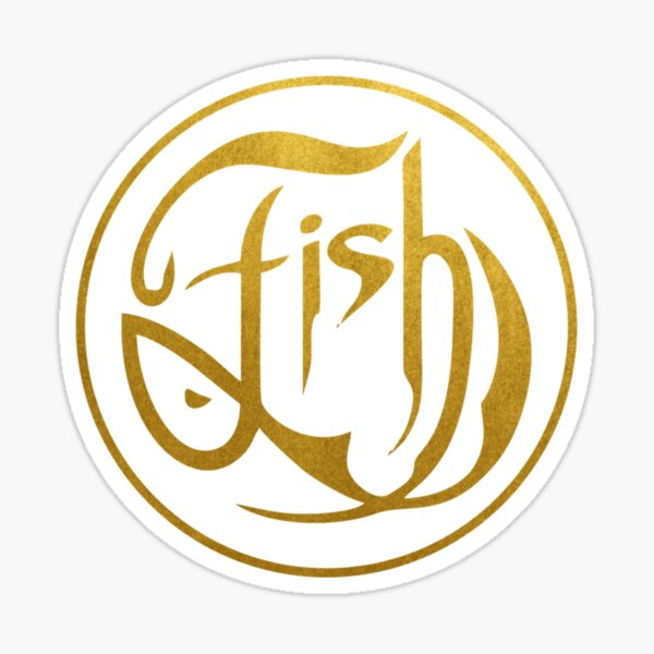 Fisch auf Gold Sticker