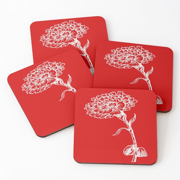 Item preview, Vintage Carnation Botanical Line Art Illustration White Ink designed and sold by taiche.