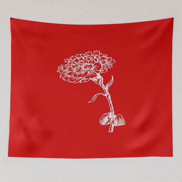 Item preview, Vintage Carnation Botanical Line Art Illustration White Ink designed and sold by taiche.