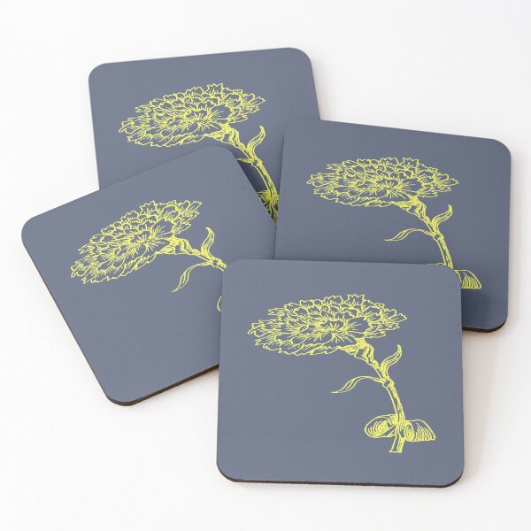 Item preview, Vintage Carnation Botanical Line Art Illustration Yellow Ink designed and sold by taiche.