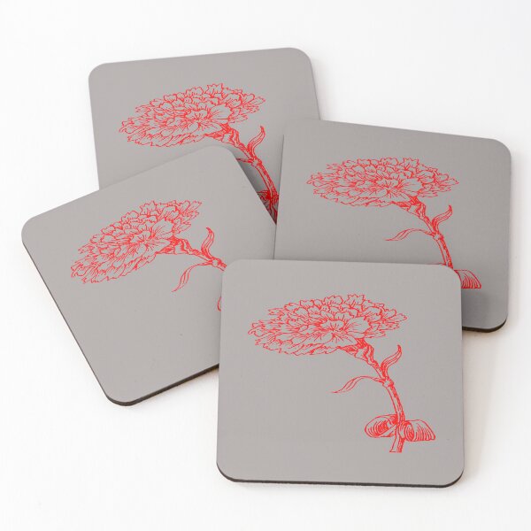 Item preview, Vintage Carnation Botanical Line Art Illustration Red Ink designed and sold by taiche.