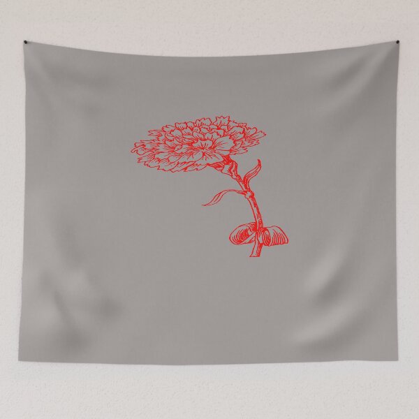 Item preview, Vintage Carnation Botanical Line Art Illustration Red Ink designed and sold by taiche.