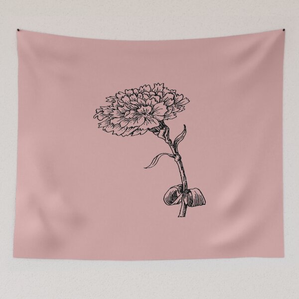 Item preview, Vintage Carnation Botanical Line Art Illustration Black Ink designed and sold by taiche.