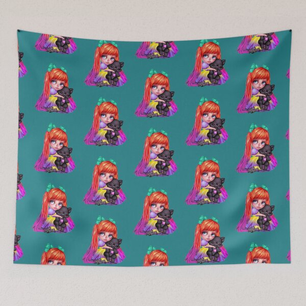 Item preview, Cute anime girl with kitten designed and sold by BRtisticDesigns.