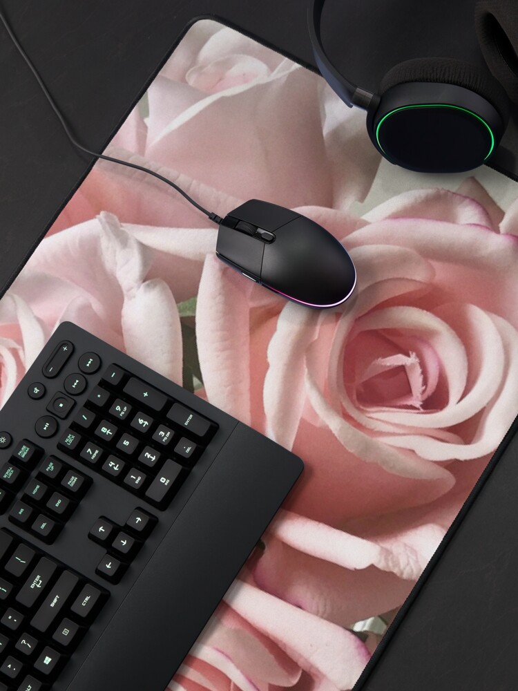 Thumbnail 4 of 5, Mouse Pad, Country Pastel Pink Roses Small Pattern on Neutral Background designed and sold by InmaVassar.